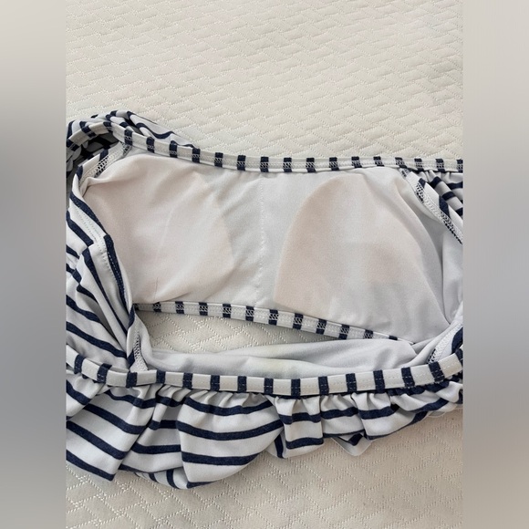 Striped bardot off the shoulder bathing suit top size S - Picture 3 of 7